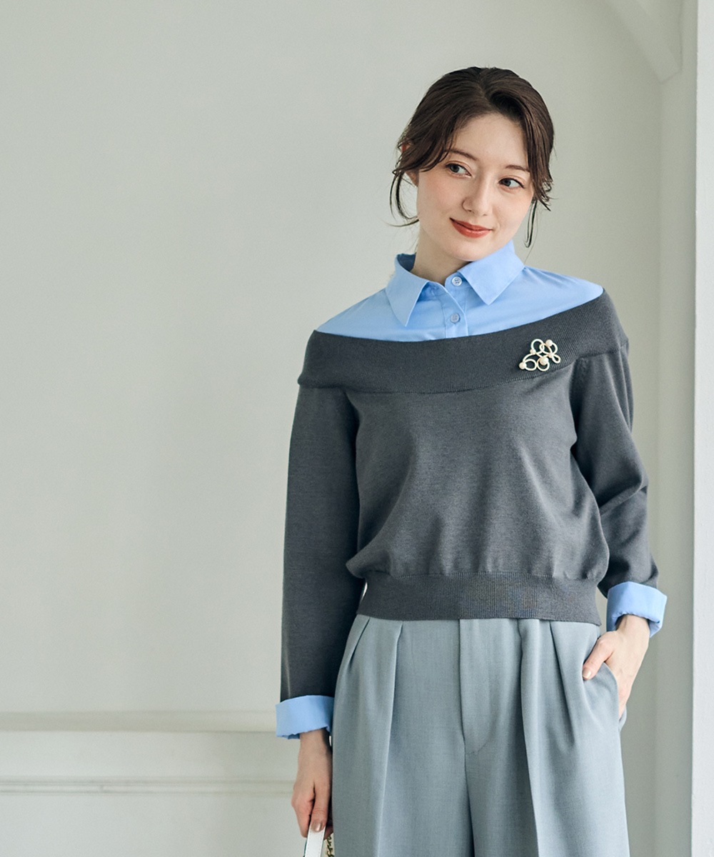 SALE】シャツレイヤード風ニットプルオーバー - 12Twelve Agenda