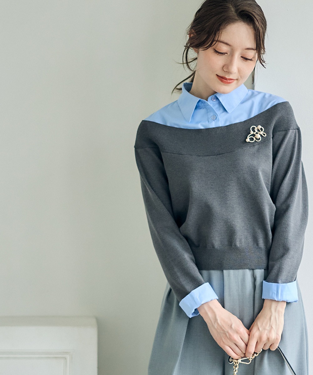SALE】シャツレイヤード風ニットプルオーバー - 12Twelve Agenda