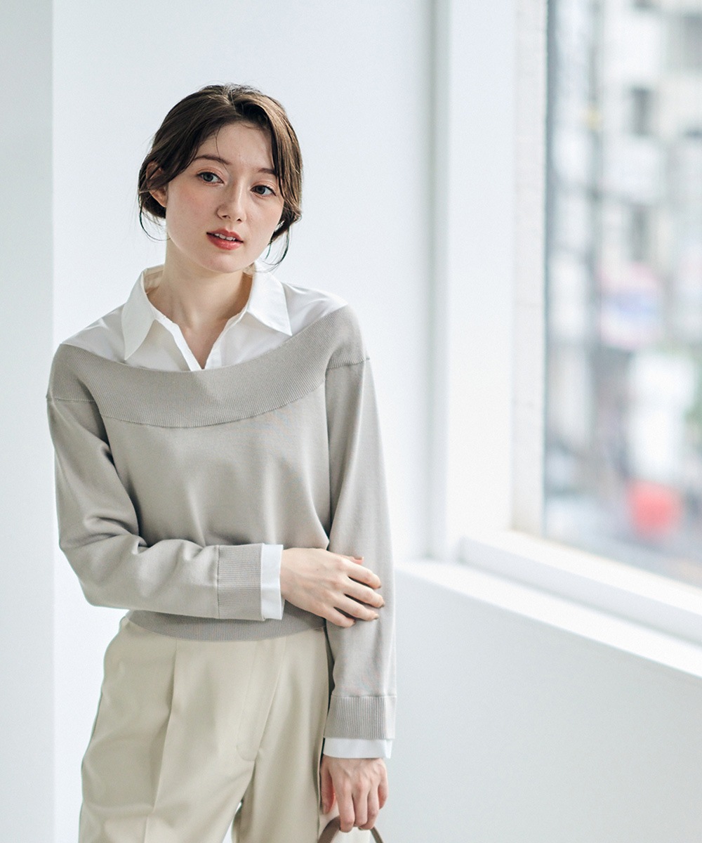 SALE】シャツレイヤード風ニットプルオーバー - 12Twelve Agenda