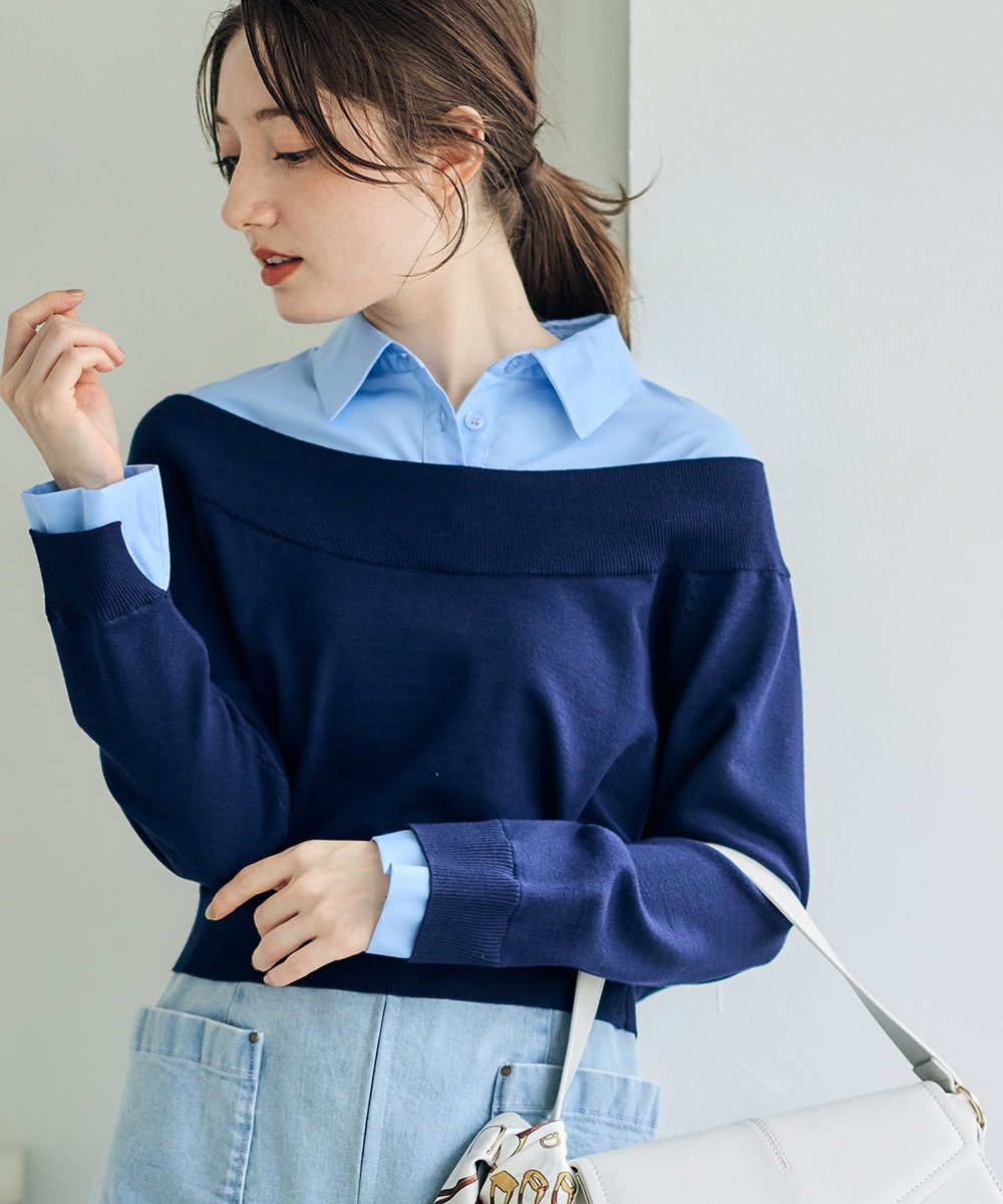 SALE】シャツレイヤード風ニットプルオーバー - 12Twelve Agenda