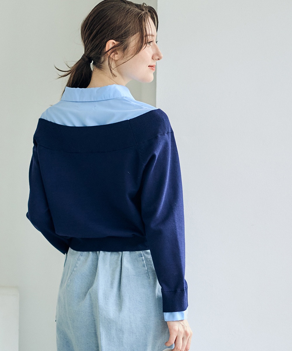 SALE】シャツレイヤード風ニットプルオーバー - 12Twelve Agenda