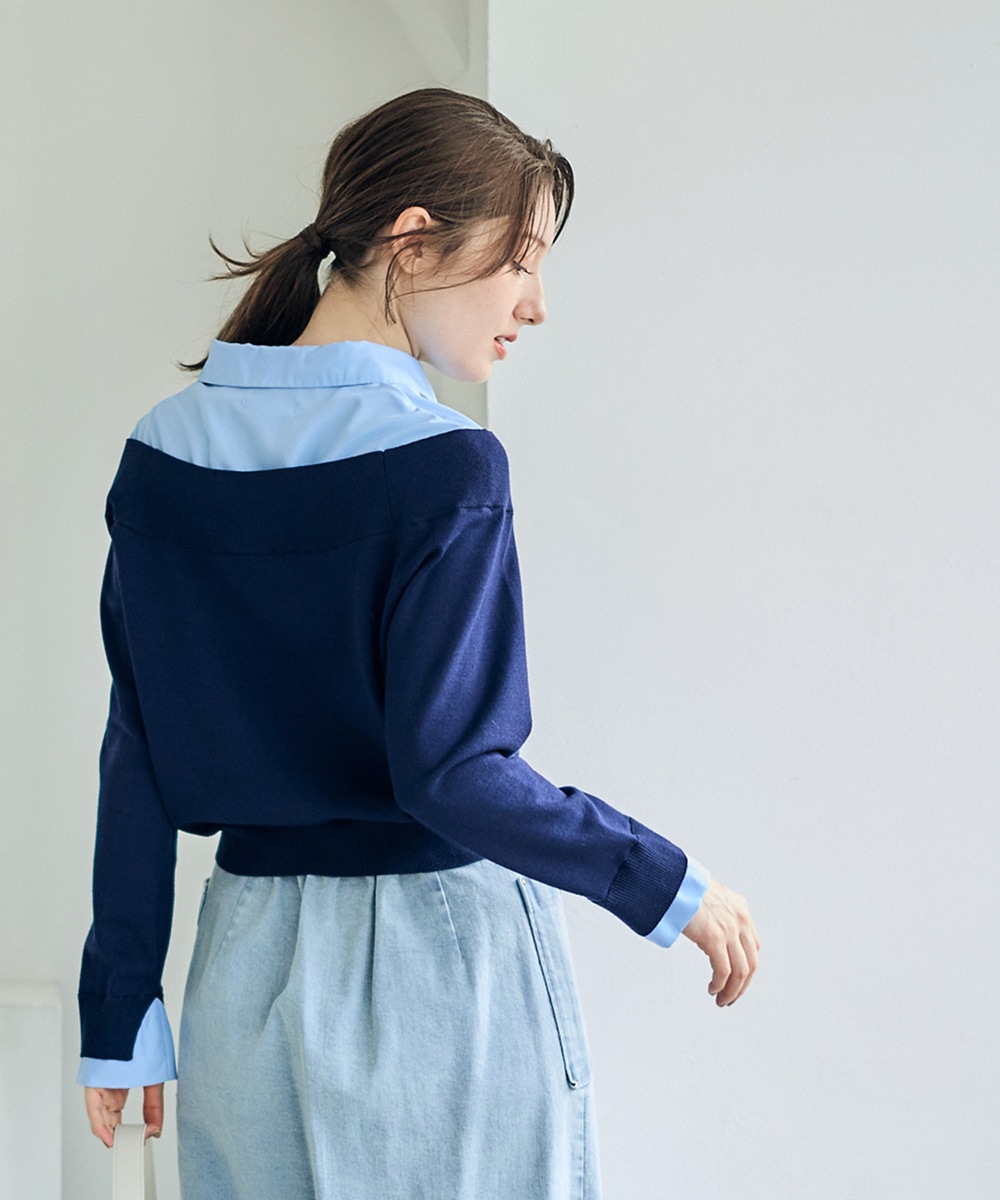 SALE】シャツレイヤード風ニットプルオーバー - 12Twelve Agenda