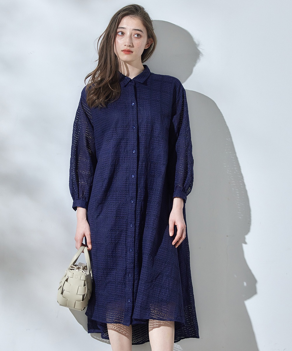 ☆SaturdayClub☆ ウエストタイ レースヘム シャツワンピース SALE】総レースウエストドロストシャツワンピース - 12Twelve