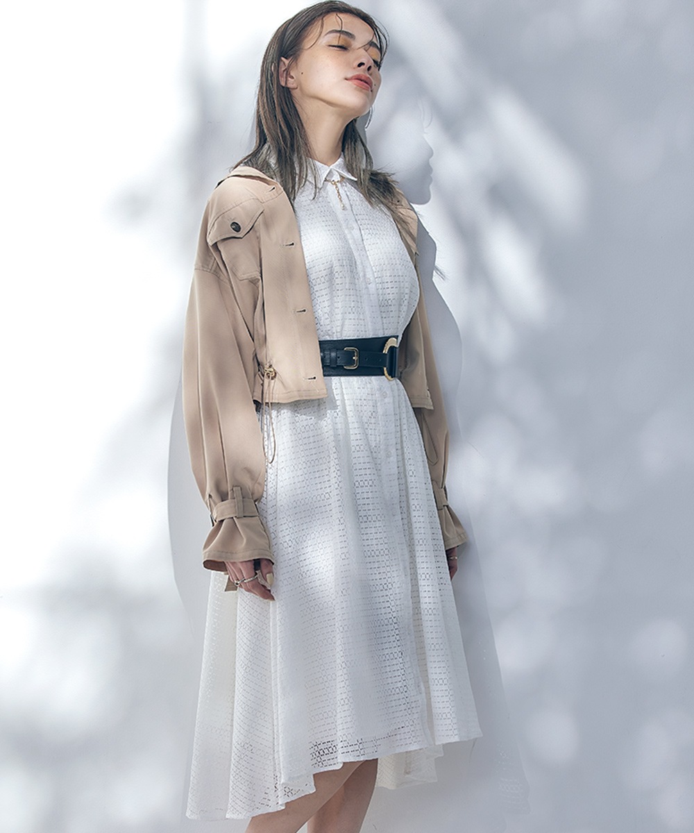 ラストセール!【REISS】Mila ドレープウールシャツワンピ SALE】総レースウエストドロストシャツワンピース - 12Twelve
