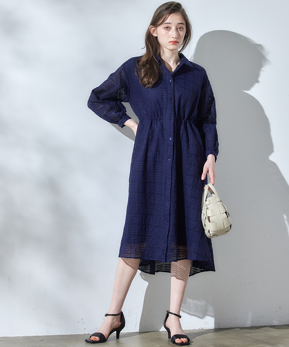 【新品】Arpege story 店舗限定（黒） 半袖ドロストシャツワンピース 半袖ドロストシャツワンピース（ワンピース）｜Arpege story