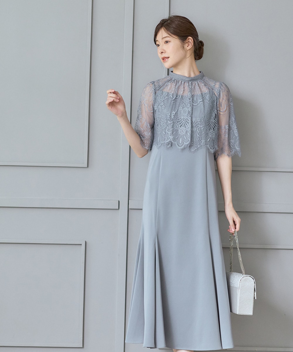 グレー ラメ入り 半袖 SALE】プチハイネックスカラレース半袖ボレロブラウス - 12Twelve