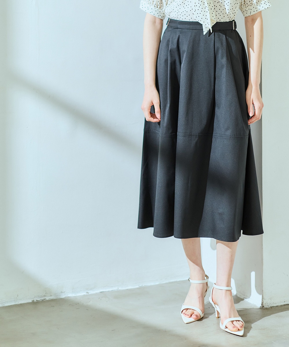 ドデカ　レディース　BLK M 撥水タックフレアスカート - 12Twelve Agenda(トゥエルブアジェンダ