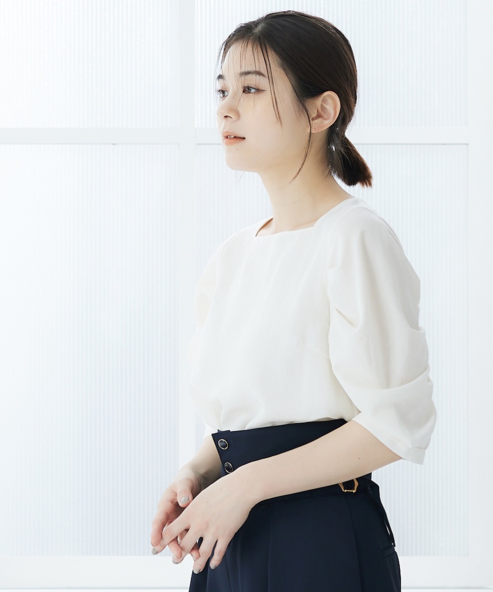 SALE】スクエアネックデザインスリーブブラウス - 12Twelve