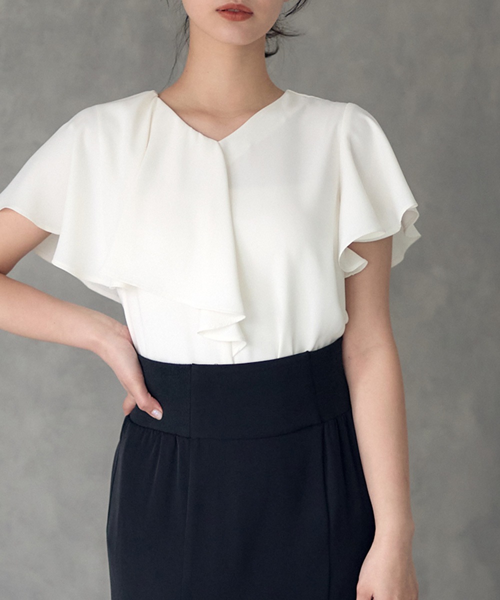 ◆幻◆ 希少美品　定価3.2万円 ADORE VERY アシメラッフルブラウス BPF01_20_20242013310_6100