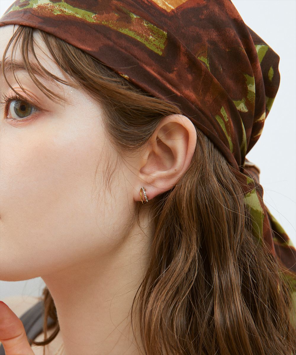 フープピアス ステンレス〉CZダブルフープピアス - 12Twelve Agenda(トゥエルブ