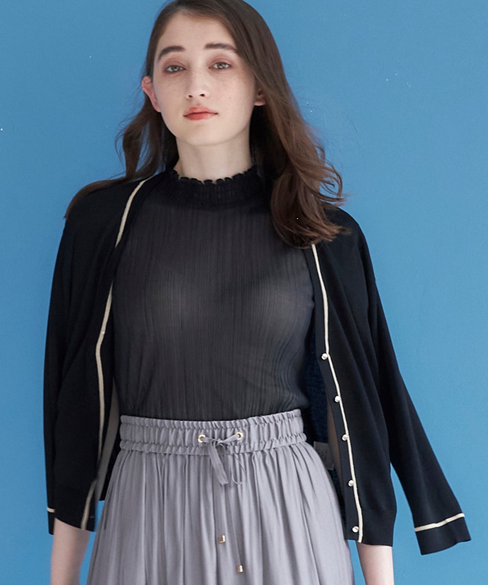 美品✨ルネ 2020 Vネックカーディガン ビジューロゴ 36 ブルー系 美品✨ルネ 2020 Vネックカーディガン ビジューロゴ 36 ブルー系