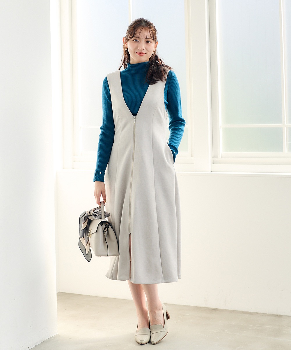 SALE】前後2wayフェイクスエード前ZIPフレアジャンスカ - 12Twelve