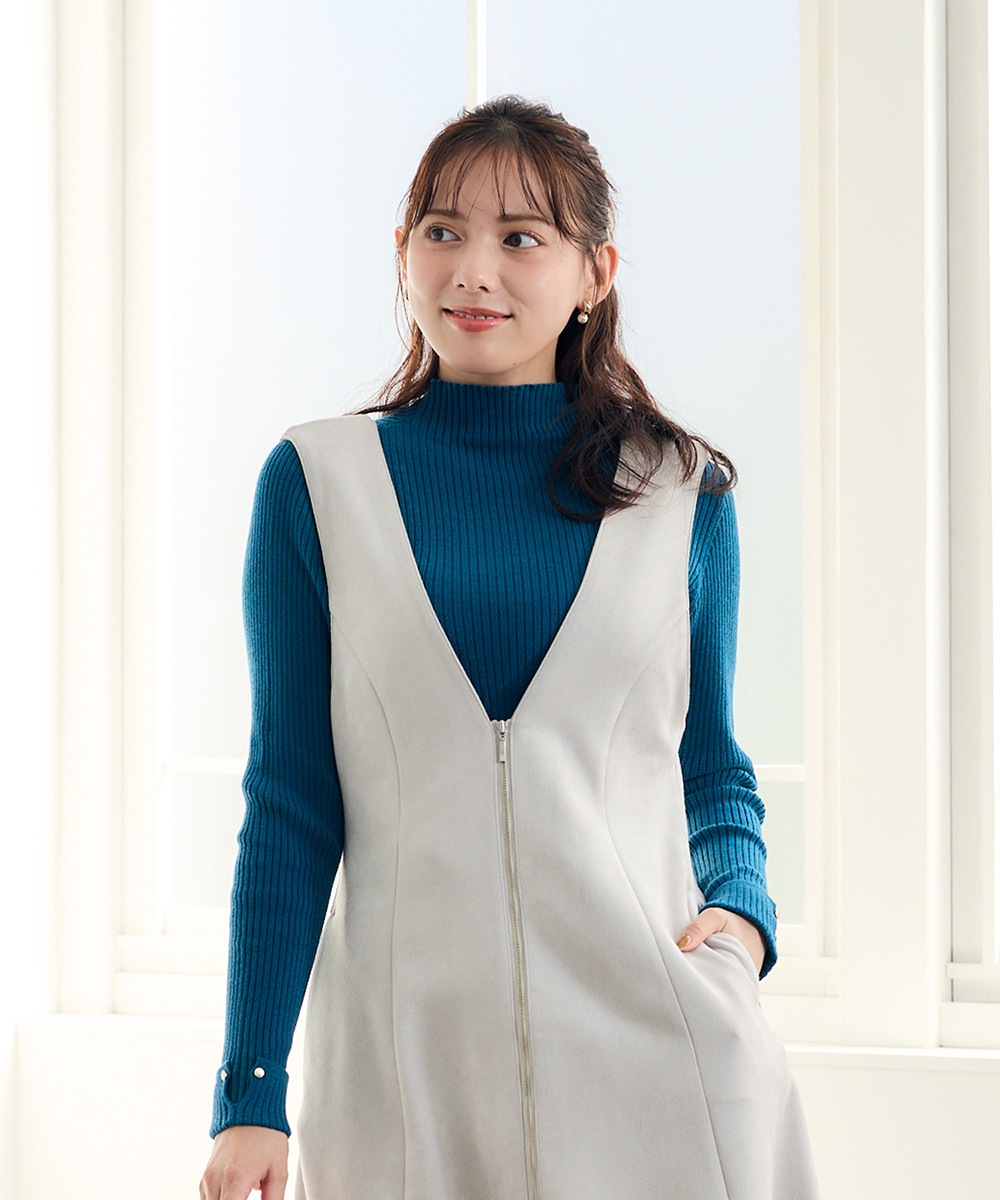 SALE】前後2wayフェイクスエード前ZIPフレアジャンスカ - 12Twelve