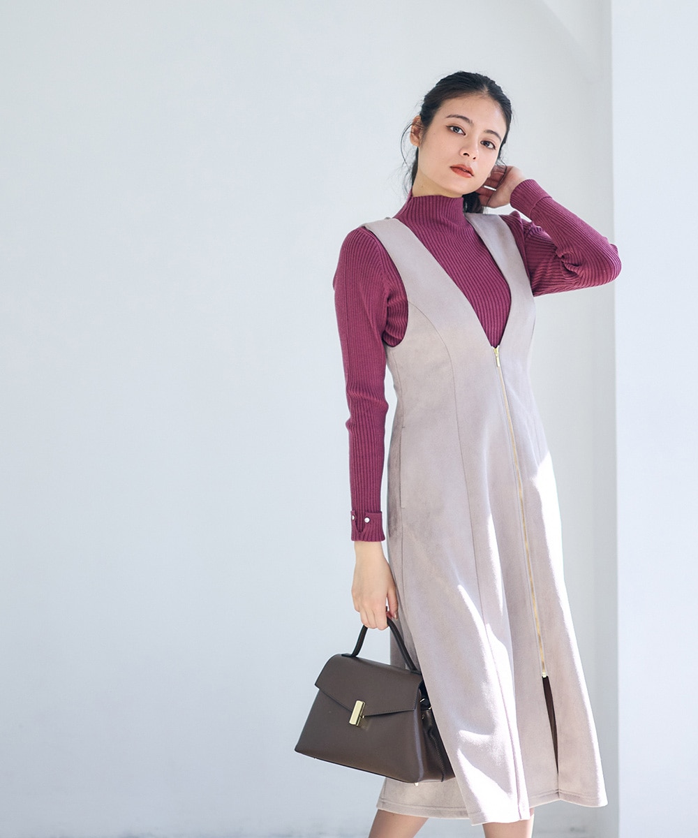 SALE】前後2wayフェイクスエード前ZIPフレアジャンスカ - 12Twelve