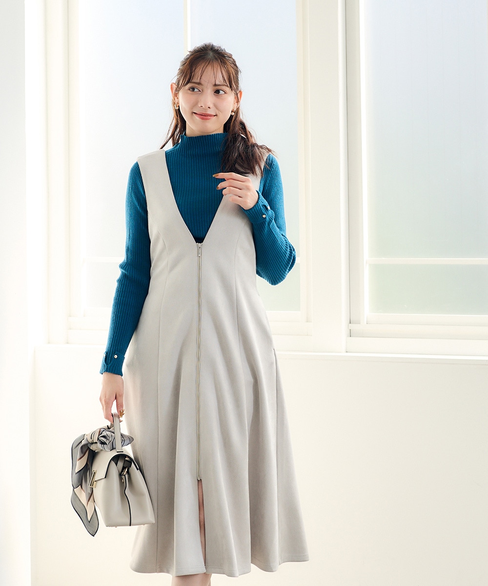 SALE】前後2wayフェイクスエード前ZIPフレアジャンスカ - 12Twelve