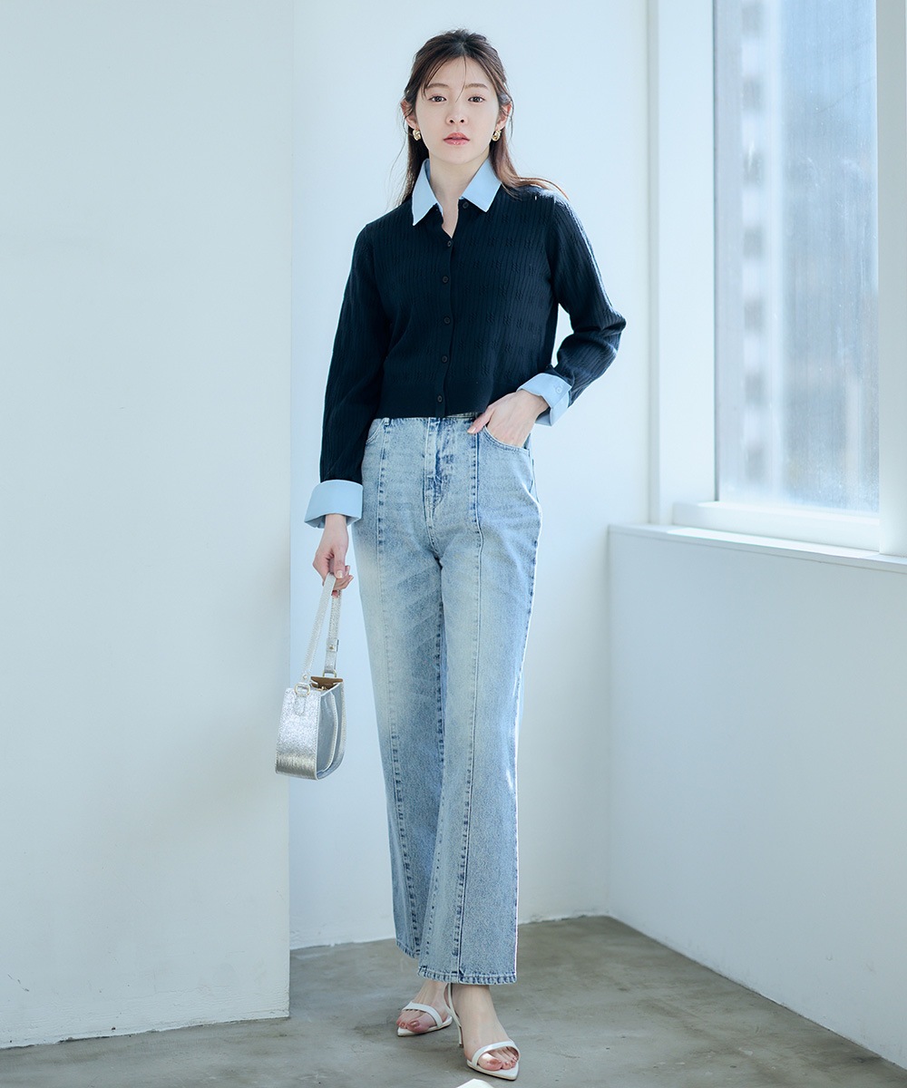 デザインケーブル衿ドッキングニットプルオーバー - 12Twelve Agenda