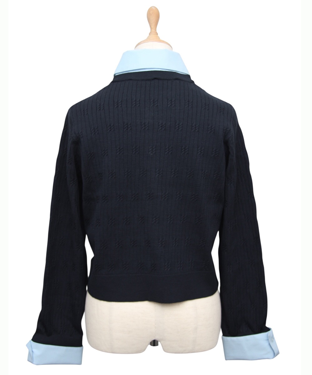 SALE】デザインケーブル衿ドッキングニットプルオーバー - 12Twelve