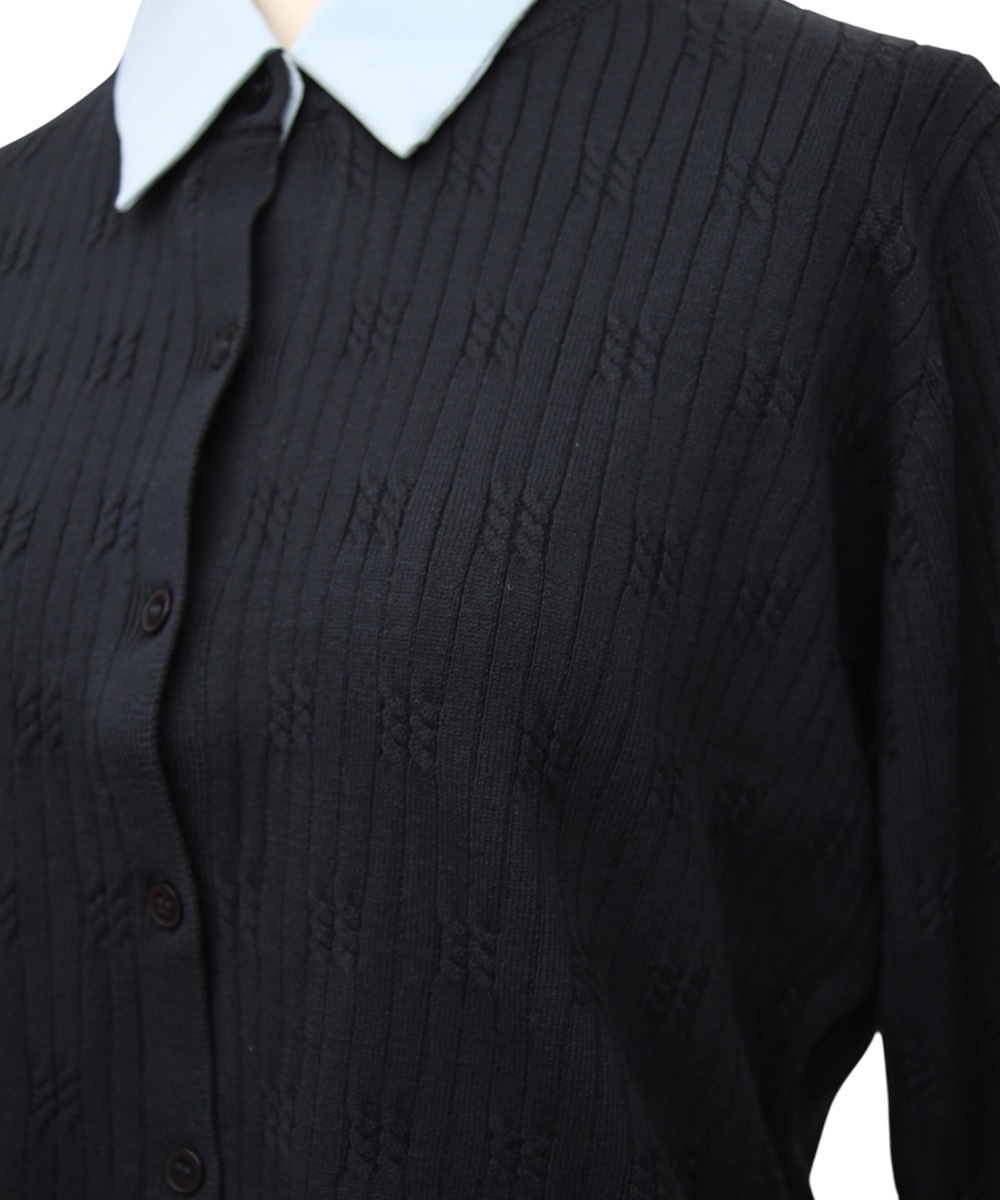 SALE】デザインケーブル衿ドッキングニットプルオーバー - 12Twelve