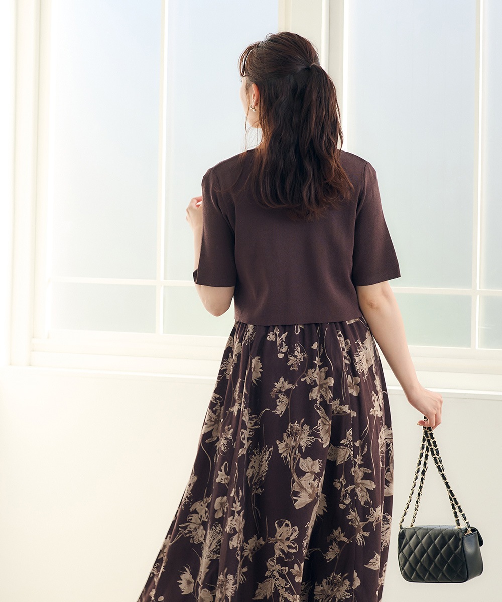 スーパービューティー☆42☆新品花刺繍カーディガンと花柄ワンピースのセットアップ スーパービューティー42カーディガン スーパービューティー☆42☆新品