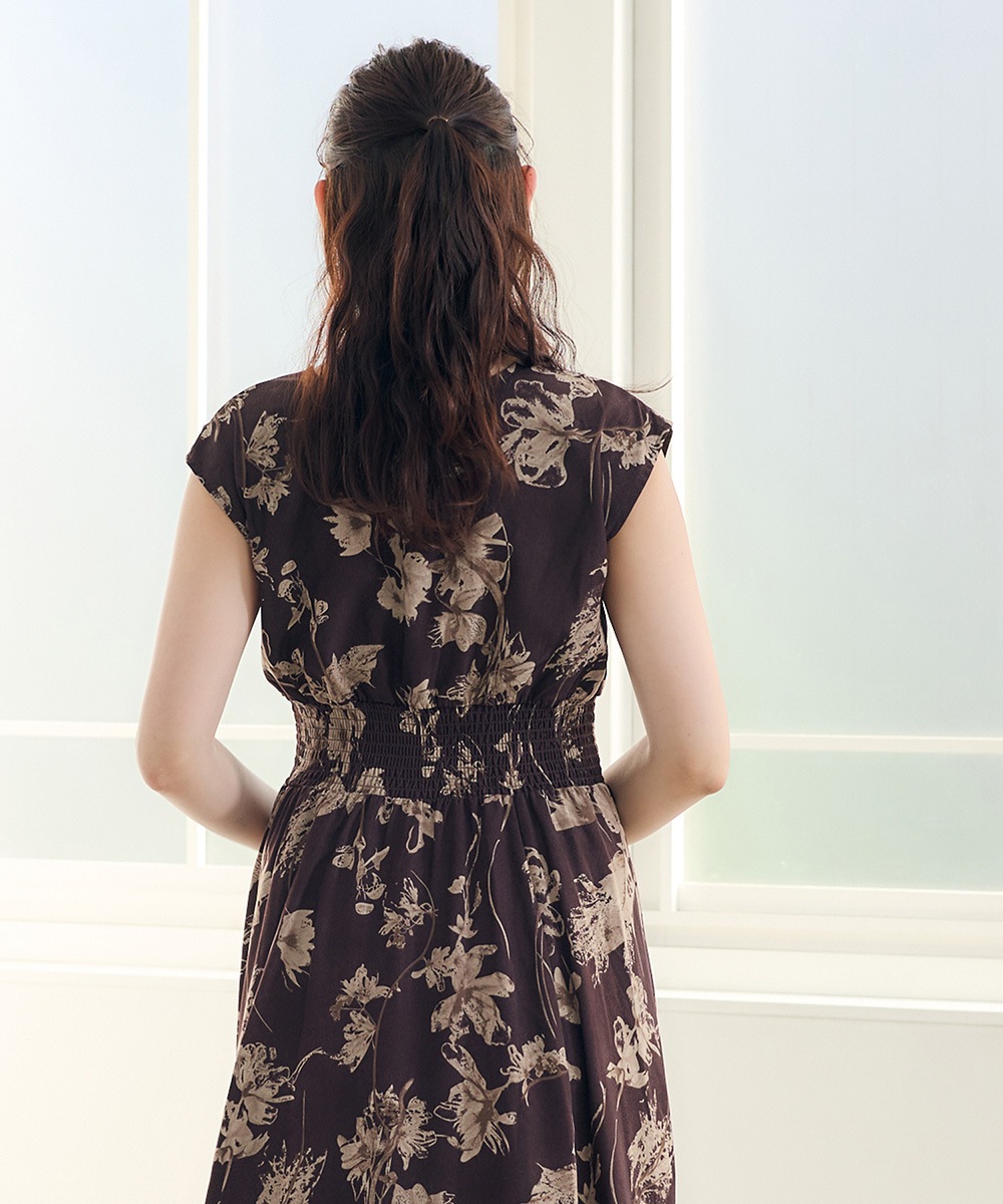 5分袖カーディガン×花柄ワンピースセット - 12Twelve Agenda