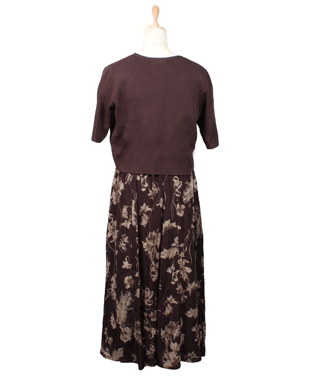 5分袖カーディガン×花柄ワンピースセット - 12Twelve Agenda