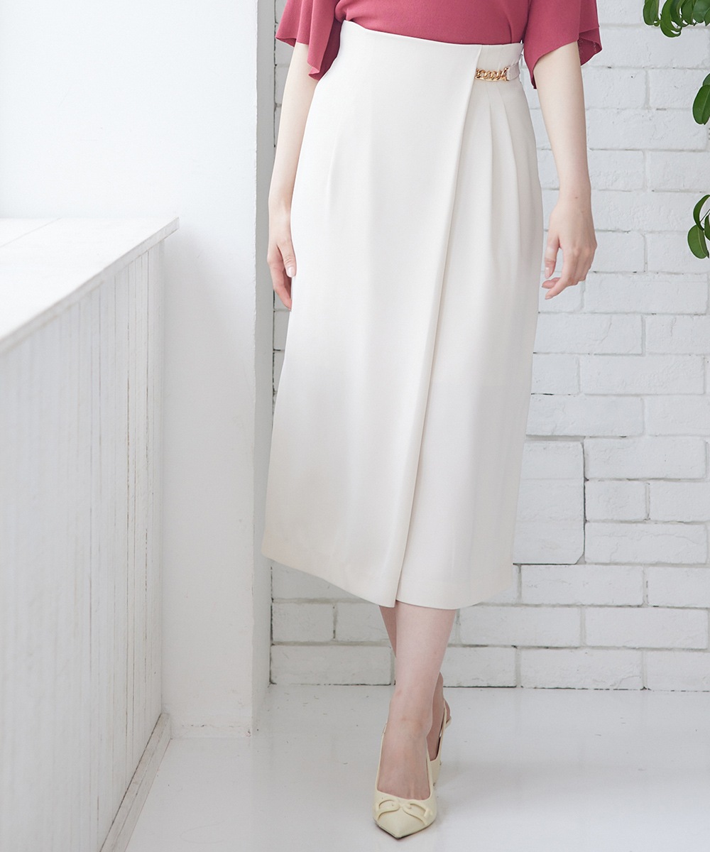 TIARA サイドベンツラップ風タイトスカート SALE】サイドチェーンラップ風ナロースカート - 12Twelve Agenda