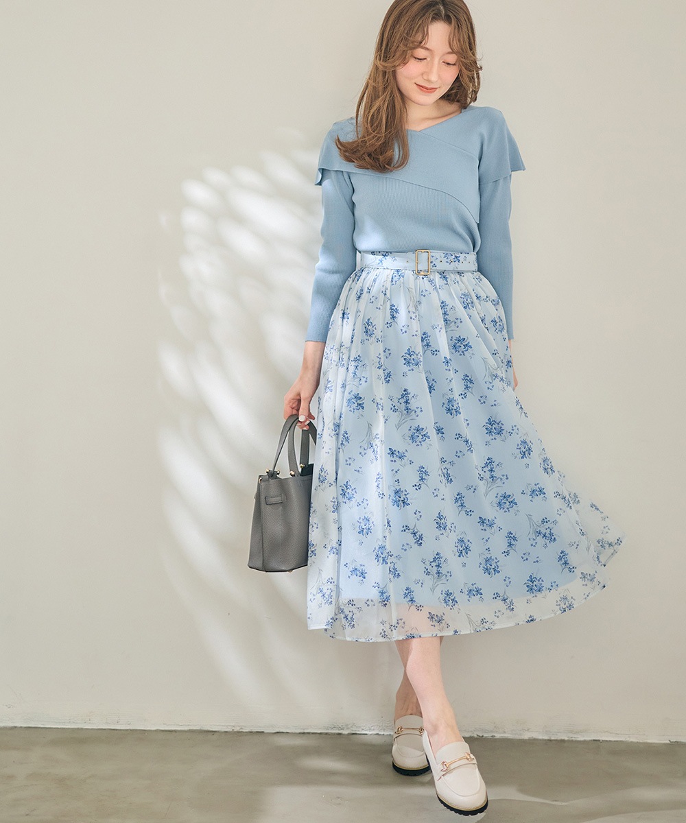 水色 バラ柄スカート 楽天市場】バレエ 巻きスカート 35cm丈 プルオンスカート as3035-gaa