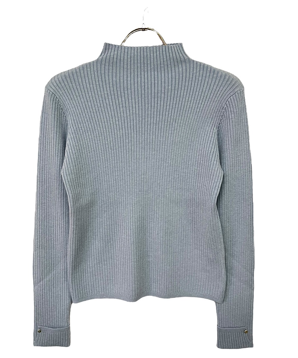 秋　 新色追加】ハイネック袖口ターンバックリブニットプルオーバー