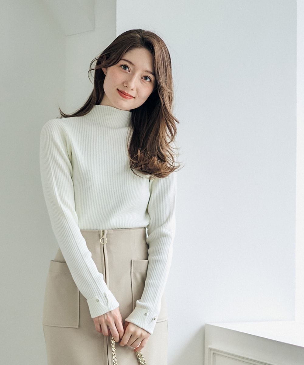 SALE】ハイネック袖口ターンバックリブニットプルオーバー - 12Twelve