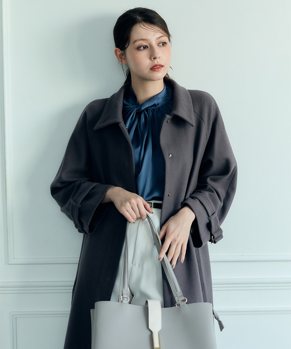 再販決定】ライトメルトンスタンドカラーコート【Mimi Special