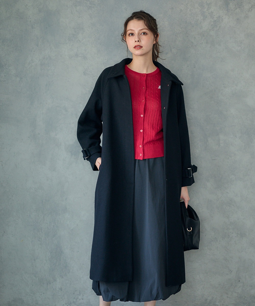 値下げ新品　今季　完売品　エイミーロウ　アイレットバーボタン メルトンコート ファー&メルトンドロストコクーンフォルムベスト Eimee Law