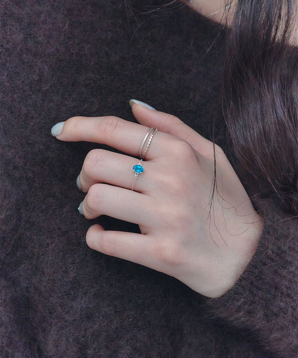 先行予約】〈SV925〉ネオンブルーアパタイトチェーンリング【12月