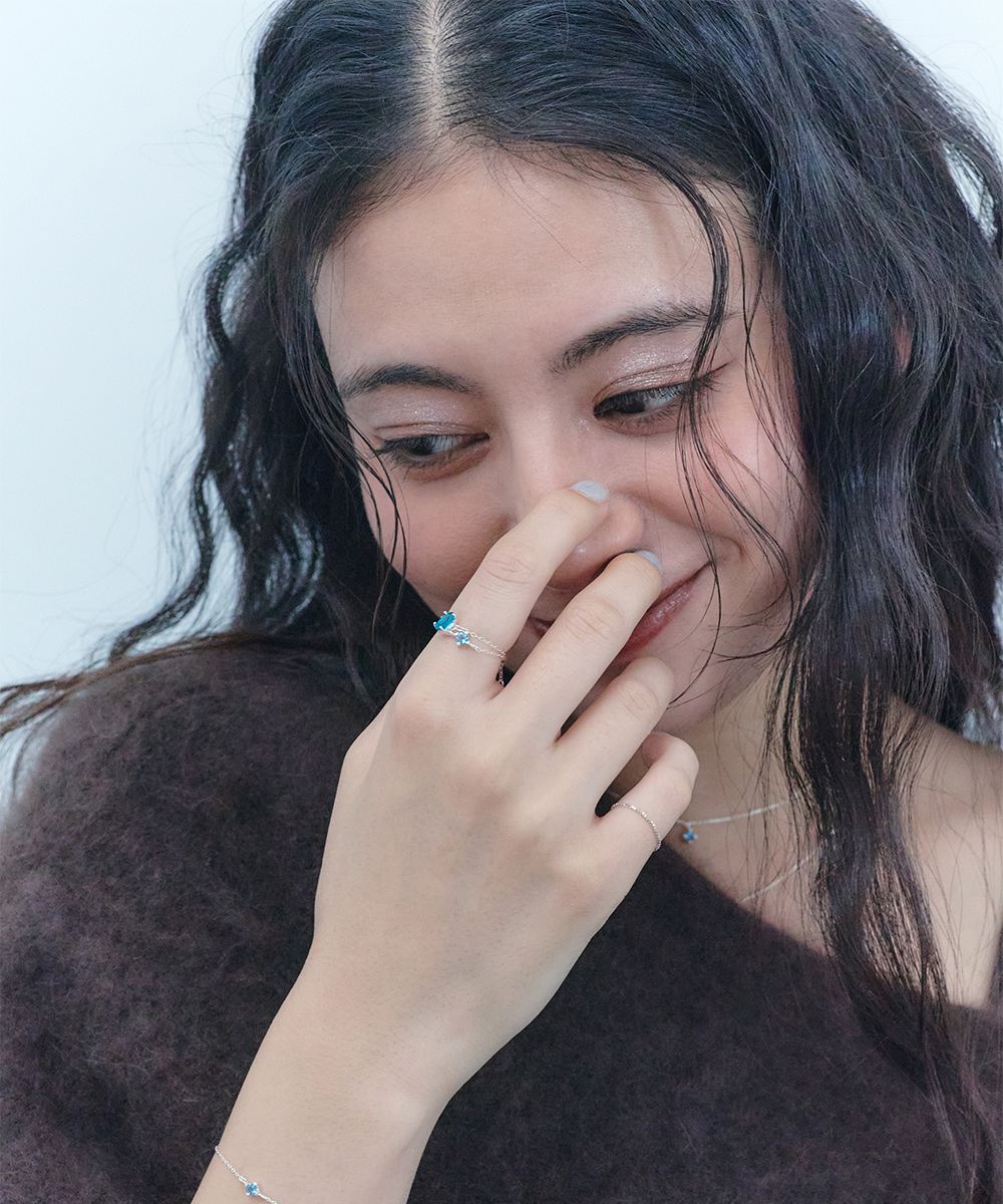 先行予約】〈SV925〉ネオンブルーアパタイトチェーンリング【12月