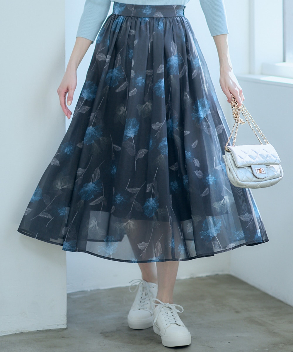 ラメシフォン花柄フレアスカート - 12Twelve Agenda(トゥエルブ