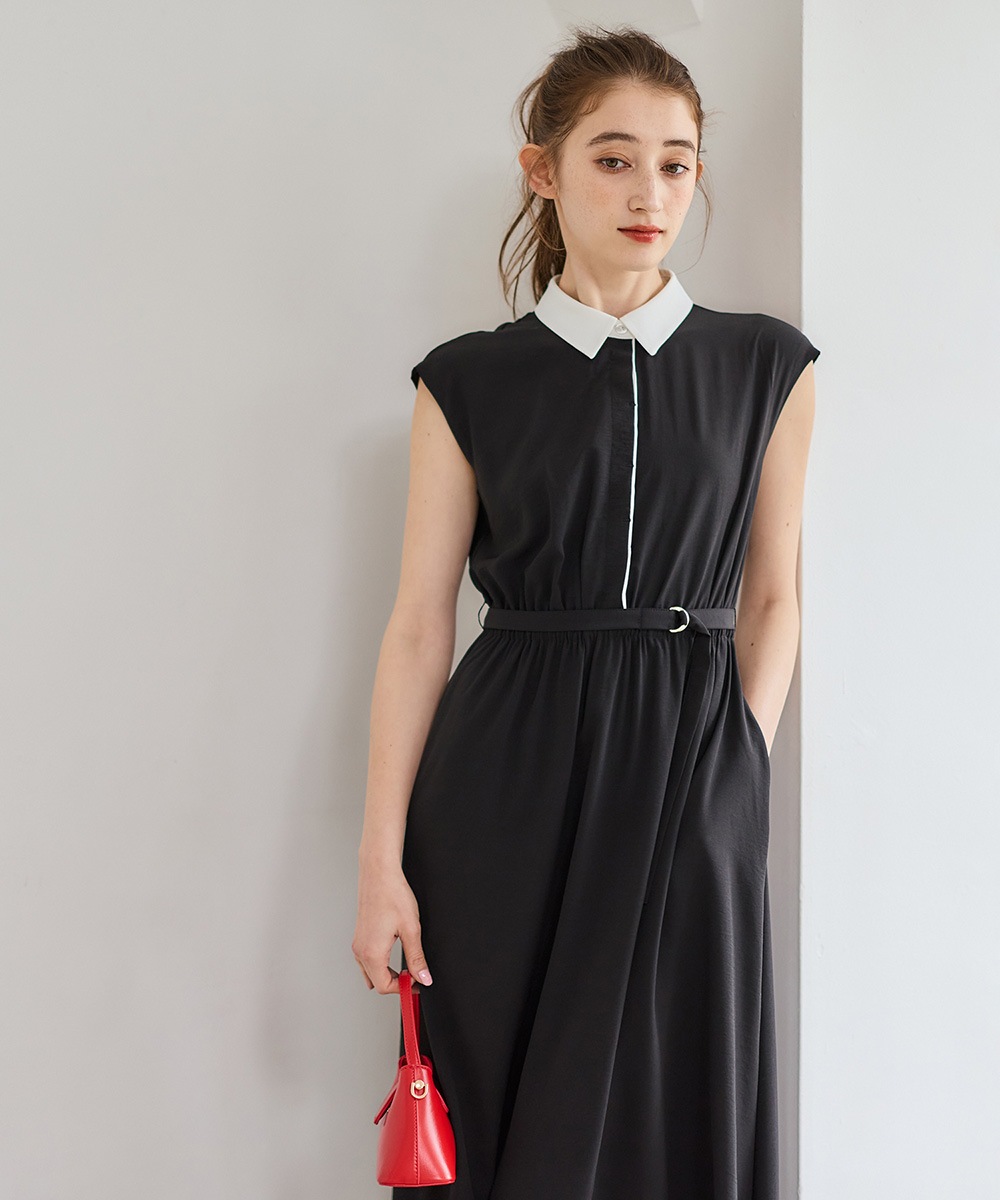 SALE】【接触冷感】クールタッチ配色シャツワンピース - 12Twelve