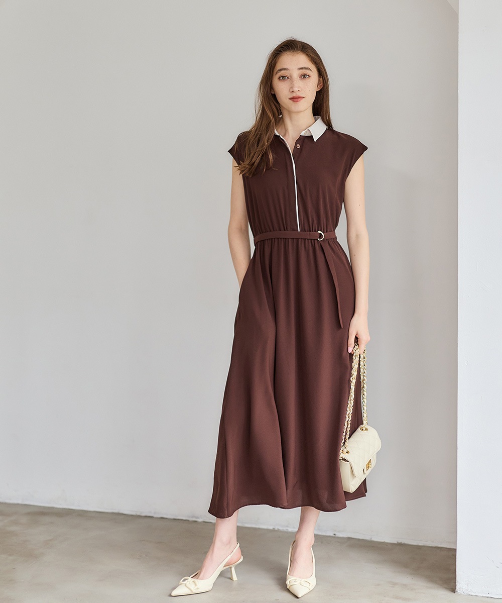 SALE】【接触冷感】クールタッチ配色シャツワンピース - 12Twelve
