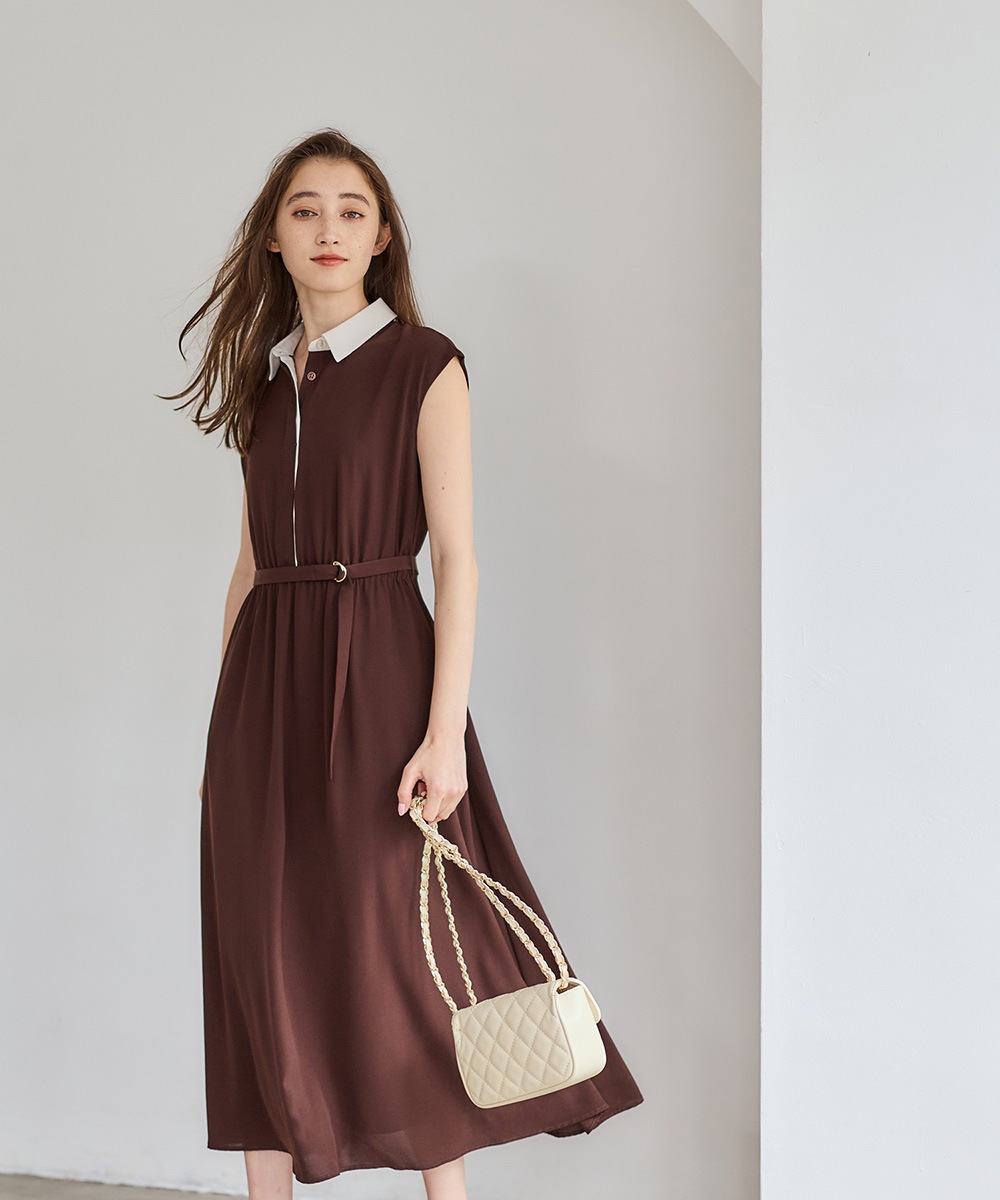 SALE】【接触冷感】クールタッチ配色シャツワンピース - 12Twelve