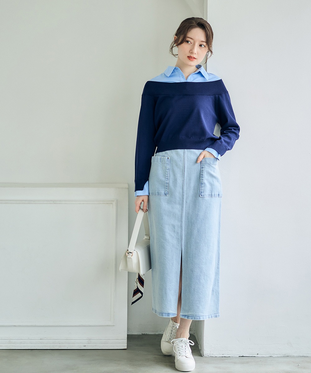 デニム両ポケタイトスカート - 12Twelve Agenda(トゥエルブアジェンダ