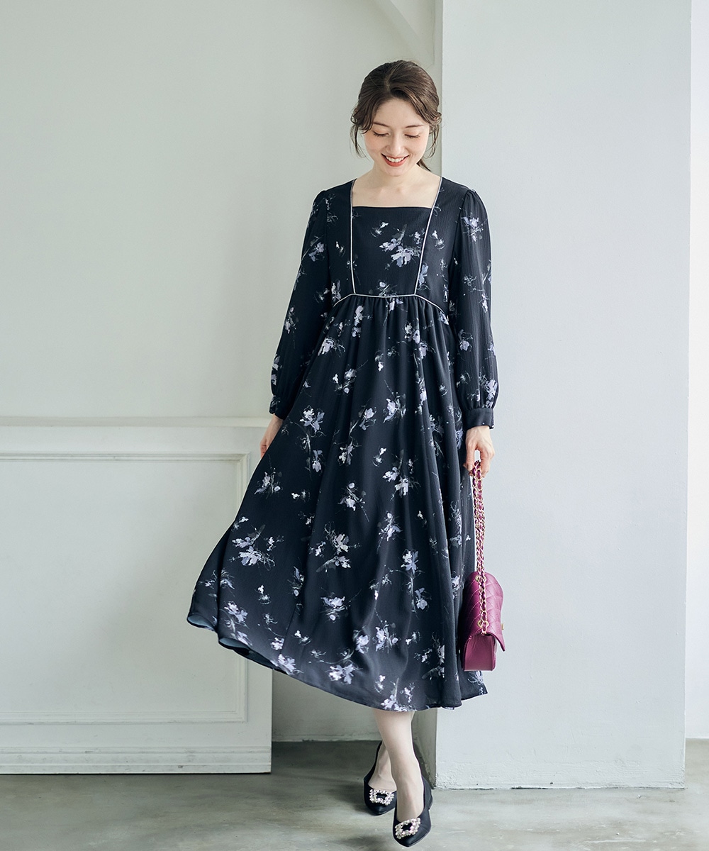 花柄パイピングワンピース - 12Twelve Agenda(トゥエルブアジェンダ