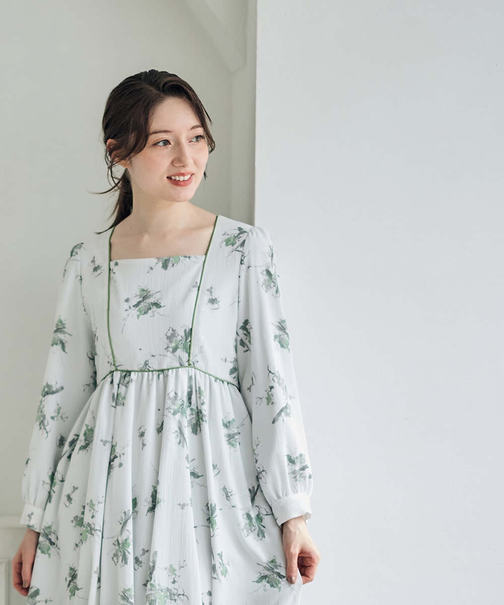 花柄パイピングワンピース - 12Twelve Agenda(トゥエルブアジェンダ