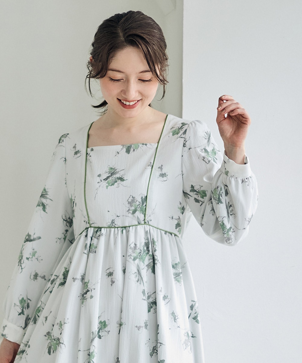 花柄パイピングワンピース - 12Twelve Agenda(トゥエルブアジェンダ