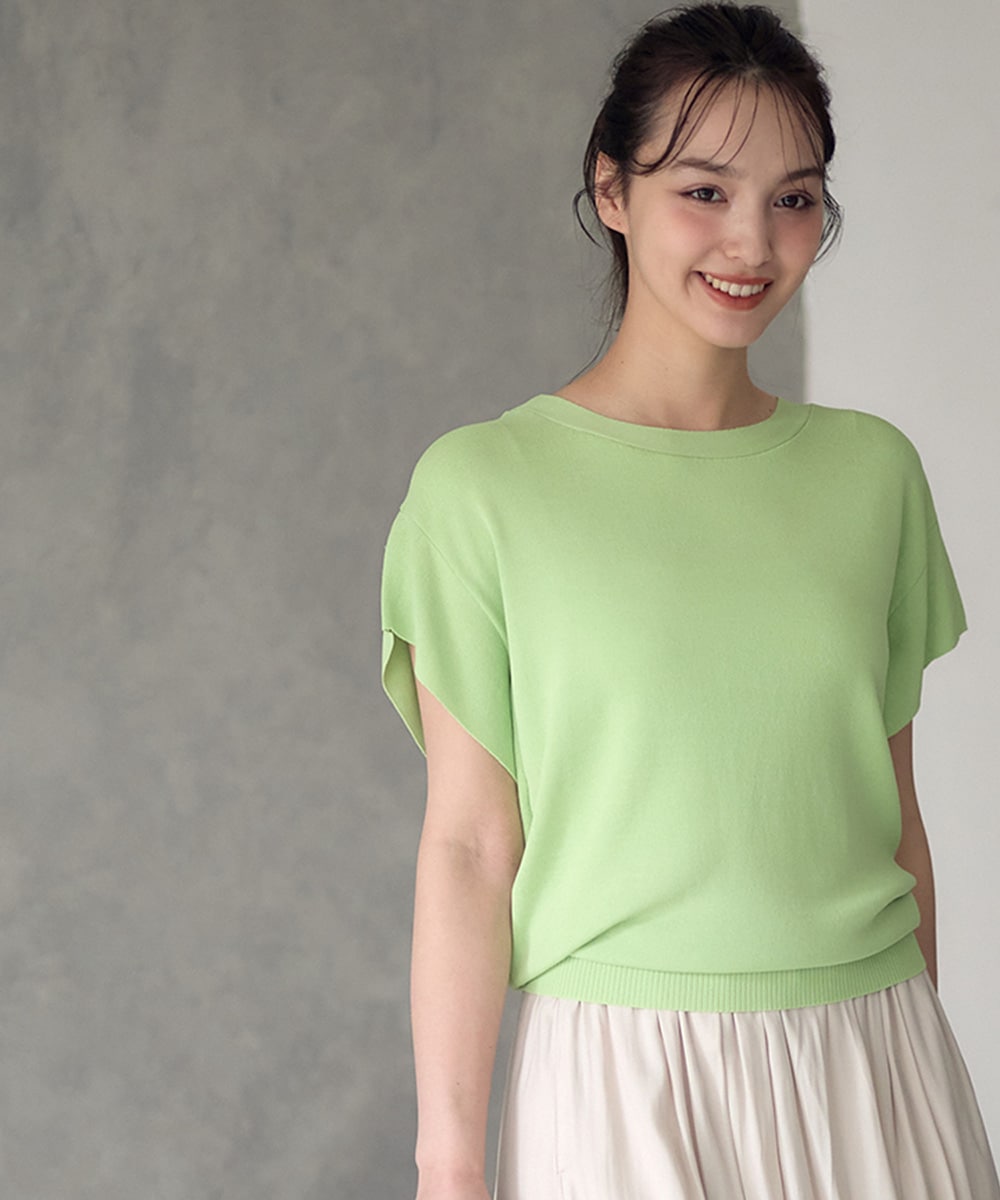 美品 ADORE アドーア コットン フレンチスリーブ プルオーバーニット セール】 クールコットンフレアーニットプルオーバー （ニット