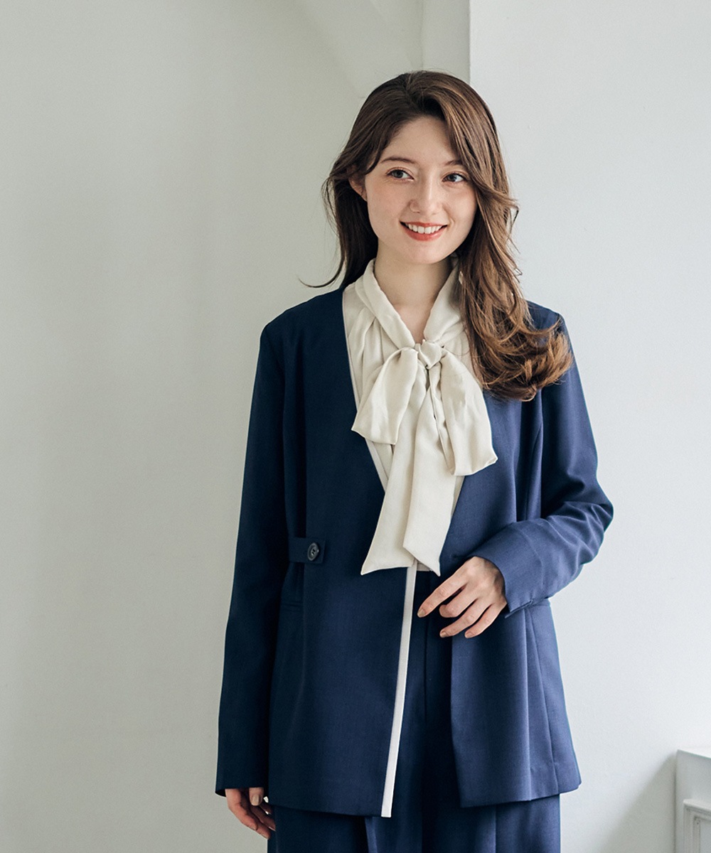 配色デザインカラーレスジャケット - 12Twelve Agenda(トゥエルブ