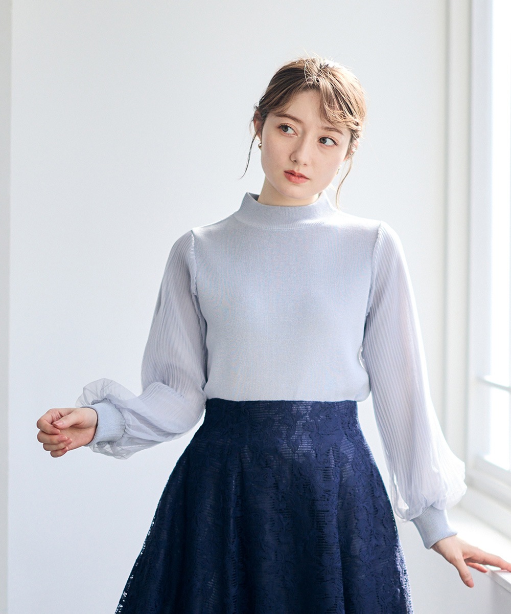 SALE】スリーブチュールニットプルオーバー - 12Twelve Agenda