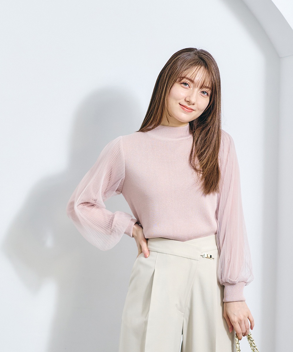 スリーブチュールニットプルオーバー - 12Twelve Agenda(トゥエルブ