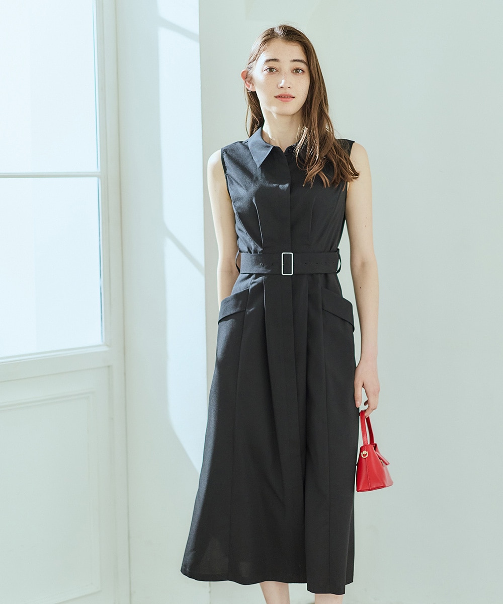 シャツ衿ノースリーブワンピース - 12Twelve Agenda(トゥエルブ