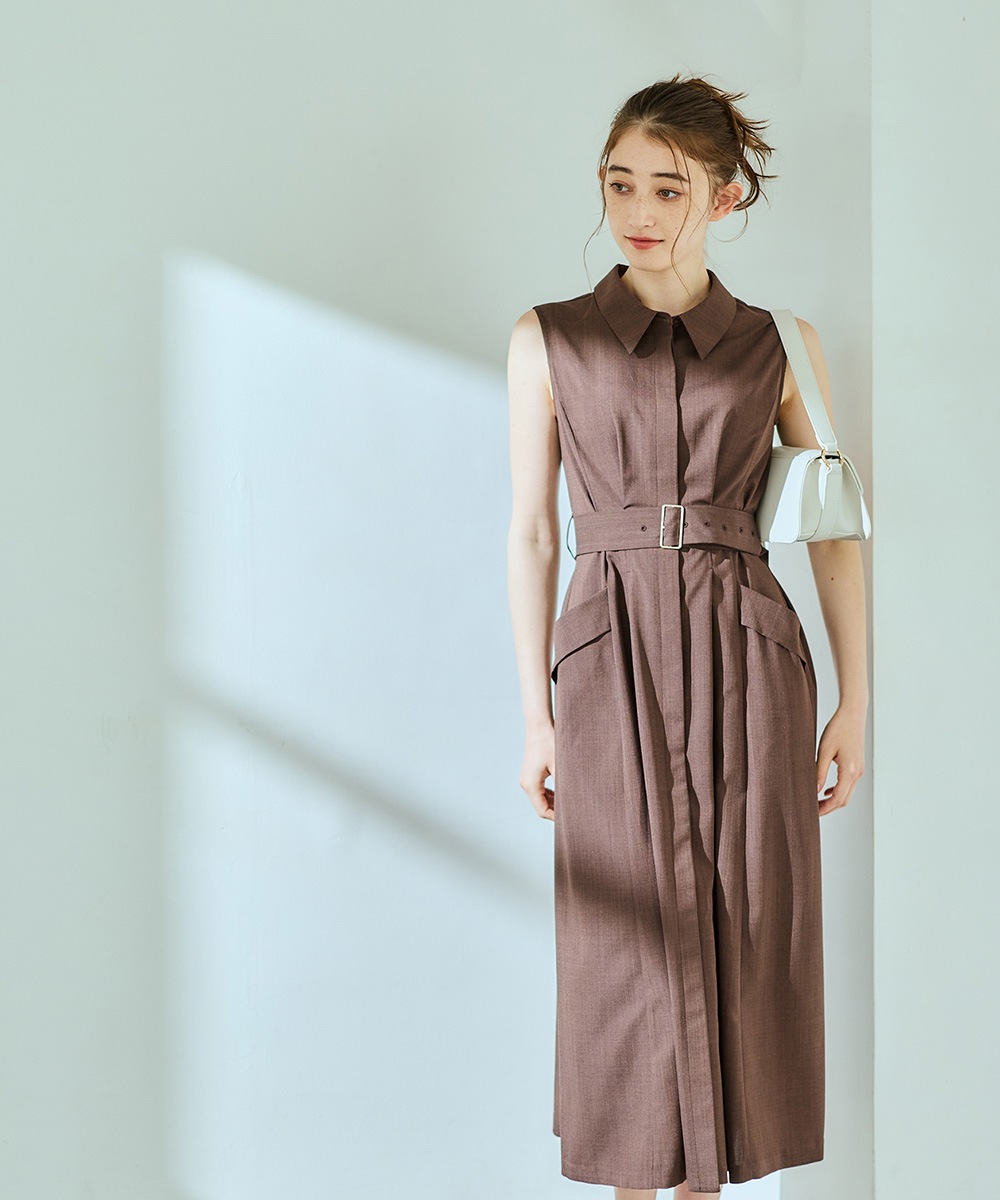 シャツ衿ノースリーブワンピース - 12Twelve Agenda(トゥエルブ