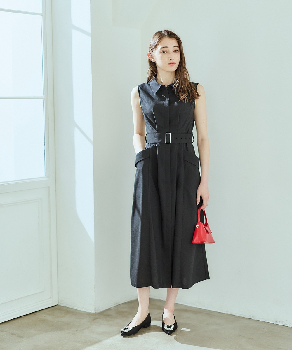 シャツ衿ノースリーブワンピース - 12Twelve Agenda(トゥエルブ
