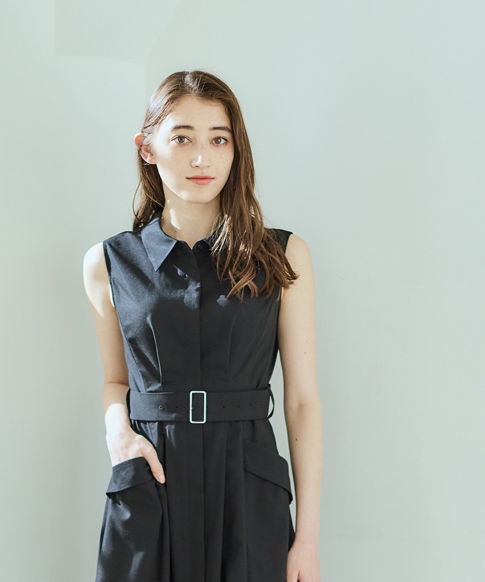 シャツ衿ノースリーブワンピース - 12Twelve Agenda(トゥエルブ