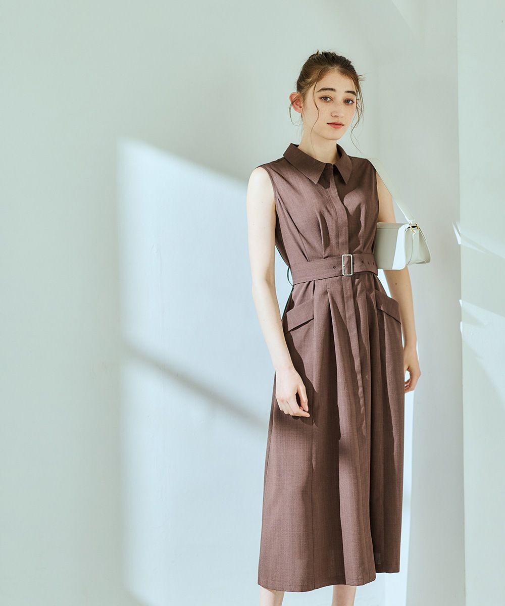 シャツ衿ノースリーブワンピース - 12Twelve Agenda(トゥエルブ